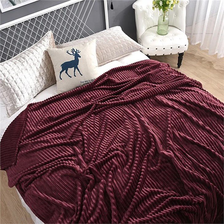 China 	Solid Strip Flannel Blankets