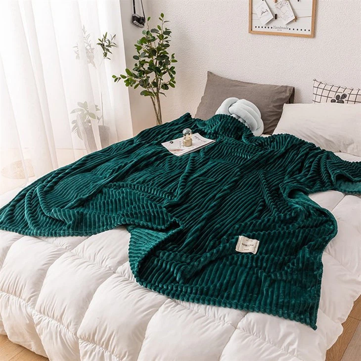 stripe coral fleece blanket