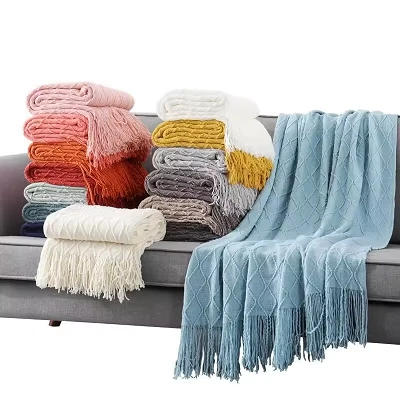 Tassel Jacquard плетен одеяло